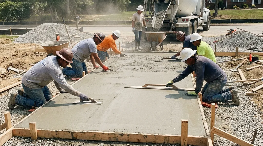 Concrete driveway installation in progress in Washington DC
