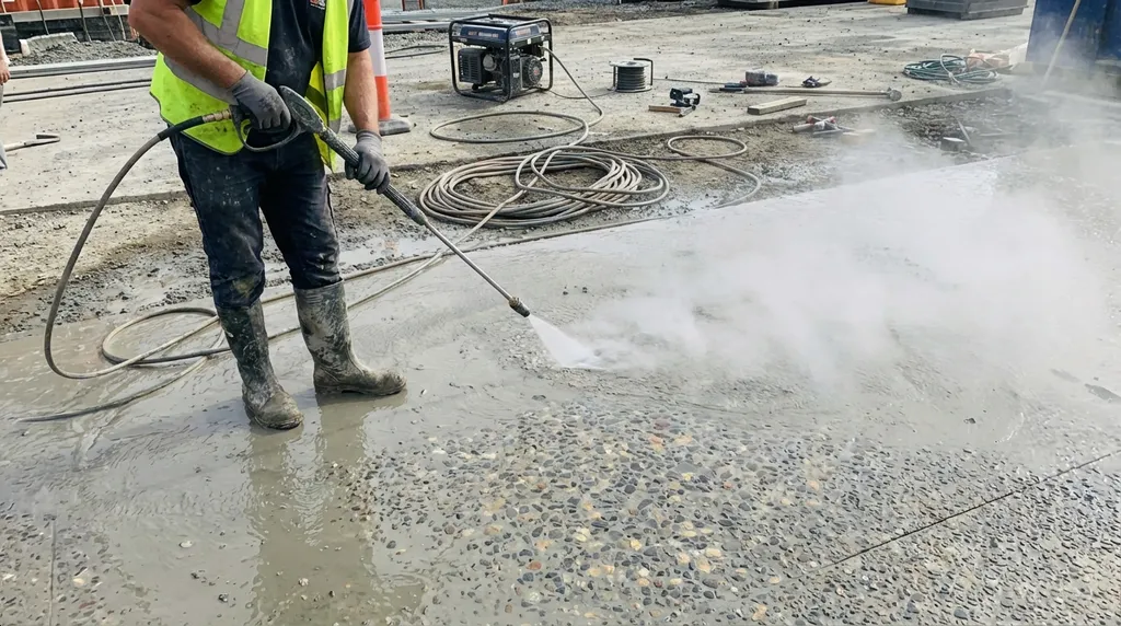 Exposed aggregate concrete installation in Washington DC