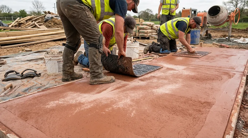 Stamped concrete installation in progress in Washington DC